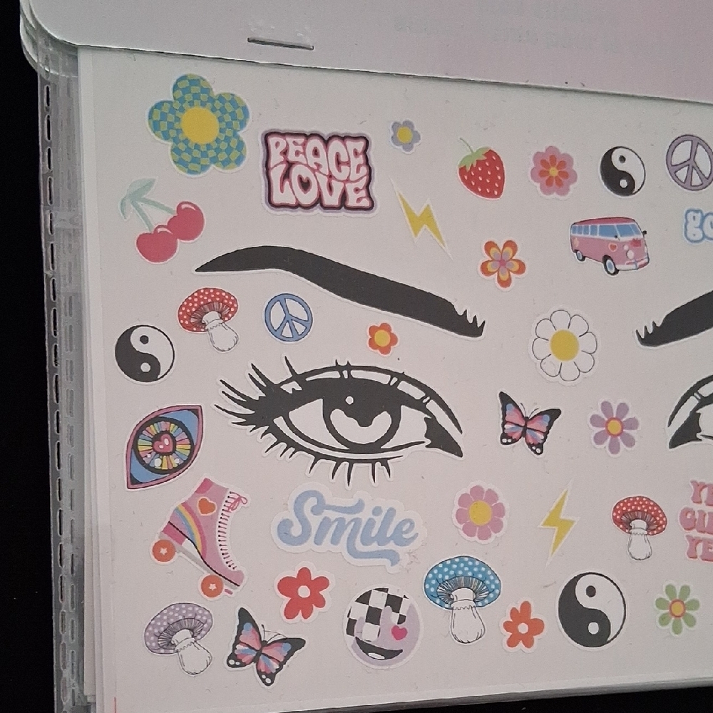 Claire's Vibrant Face Stickers with Peace and Love Motifs - Picture 3 of 5